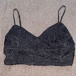 Black Lace Floral Print Crop top with adjustable straps